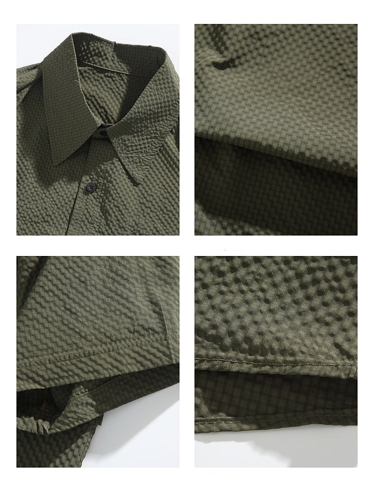 Texture Short-Sleeve Casual Shirt