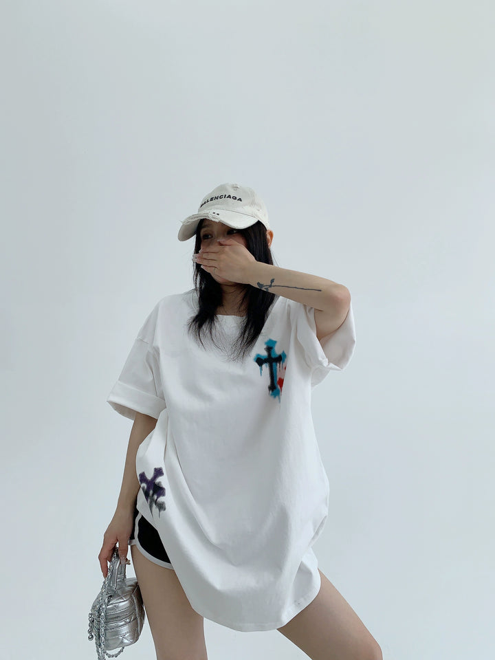 T-shirt ample en coton avec impression graffiti 