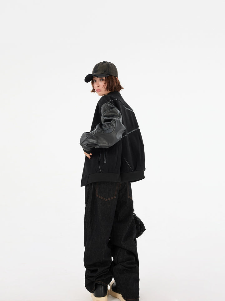 Chaqueta Bomber de Béisbol de Cuero PU Retro 