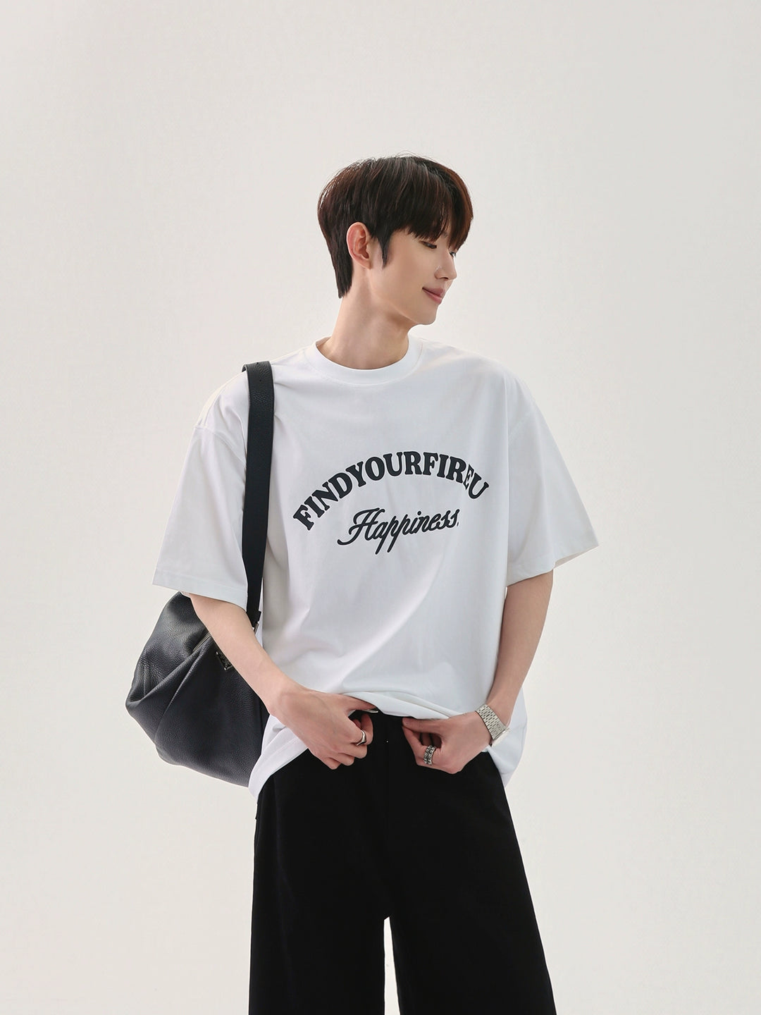 캐주얼 루즈 핏 레터 티셔츠 