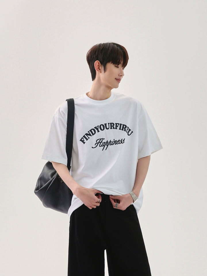캐주얼 루즈 핏 레터 티셔츠 