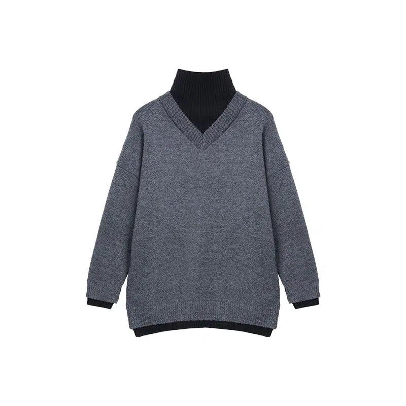 High-Neck Two-piece Knit Sweater
