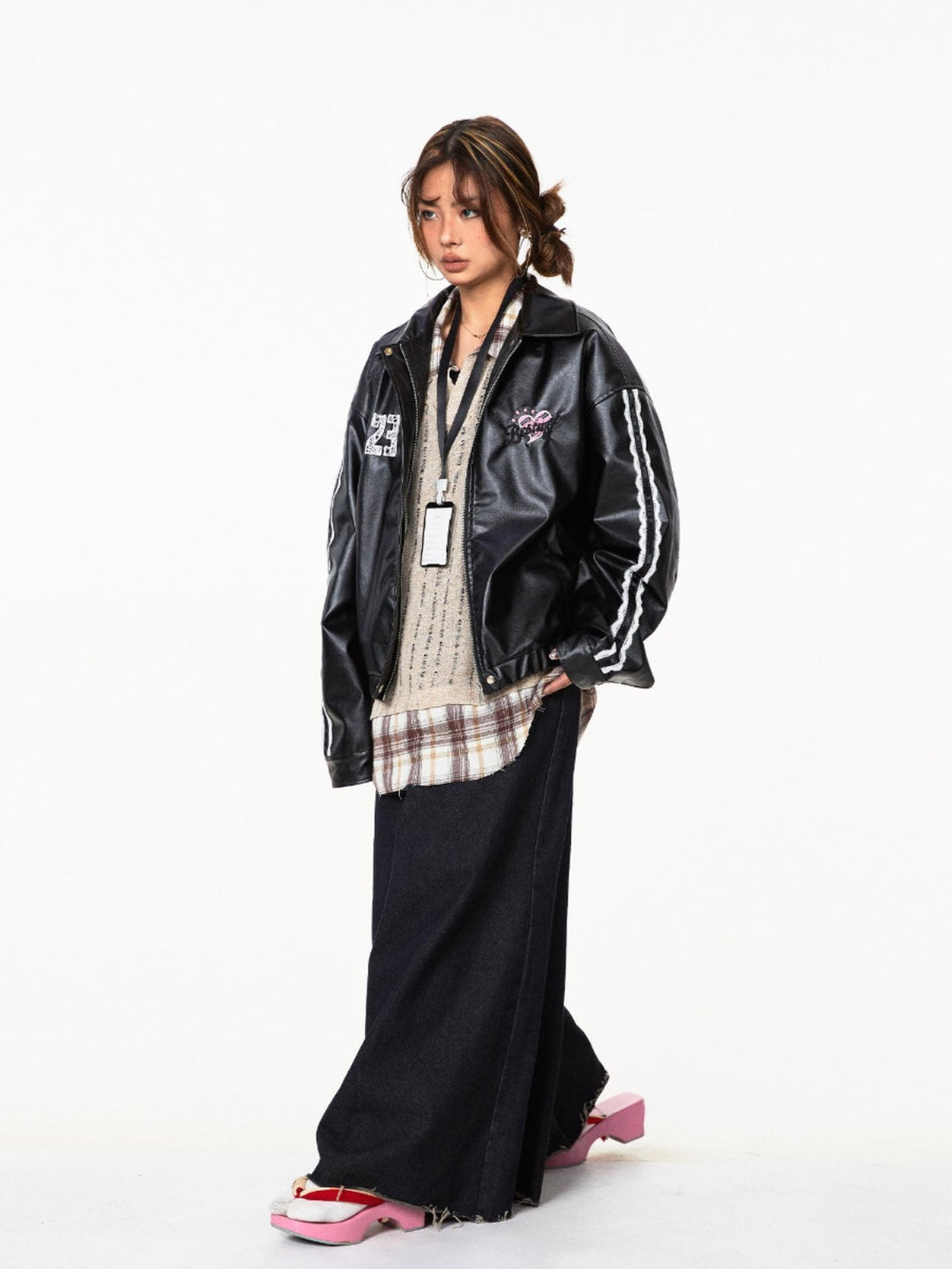 Retro Leather Embroidered Motorcycle Jacket