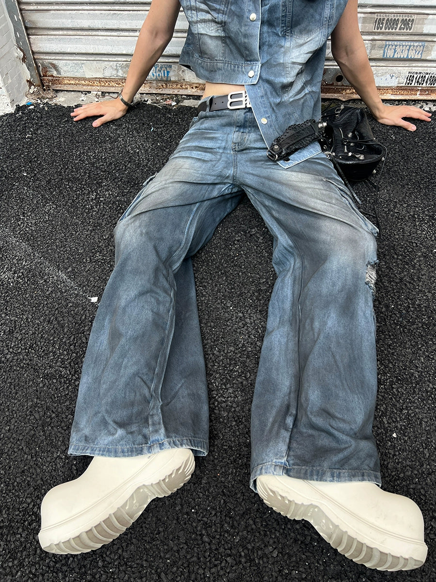 Distressed Denim Vest and Pants