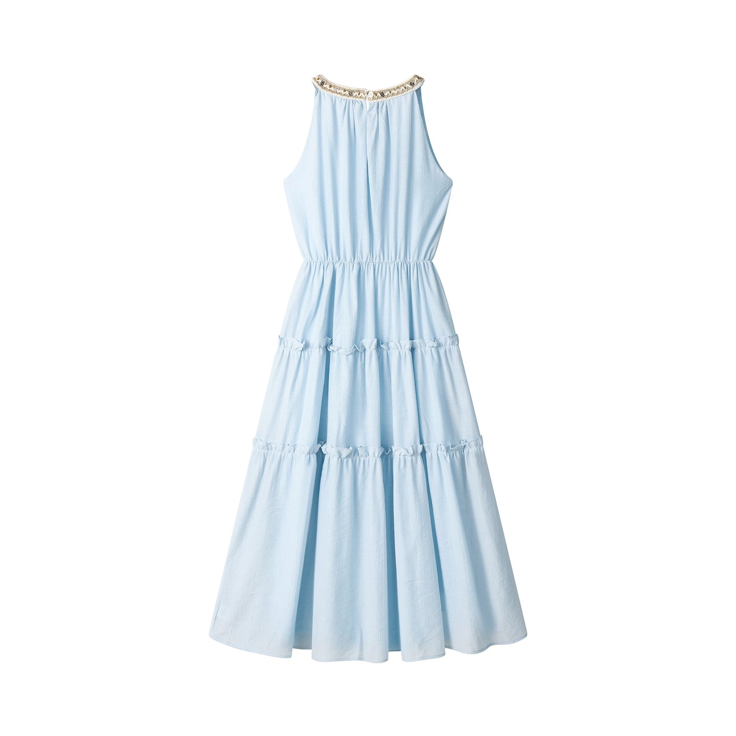 Vestido de Verão Sem Mangas com Alças e Bordado em Patches 