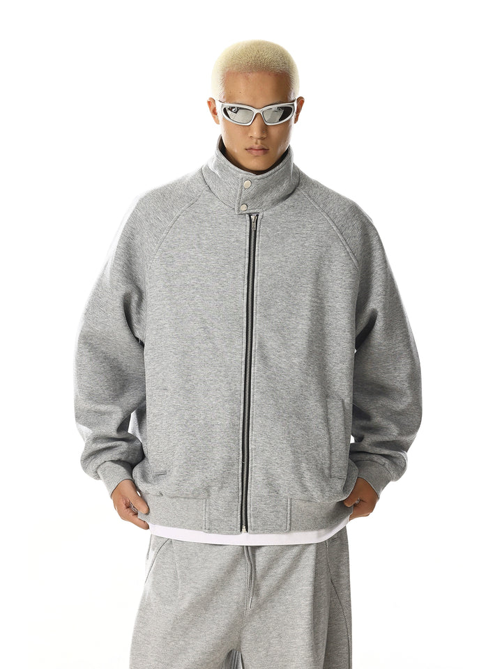 Reißverschluss Stehkragen lockere Strickjacke 
