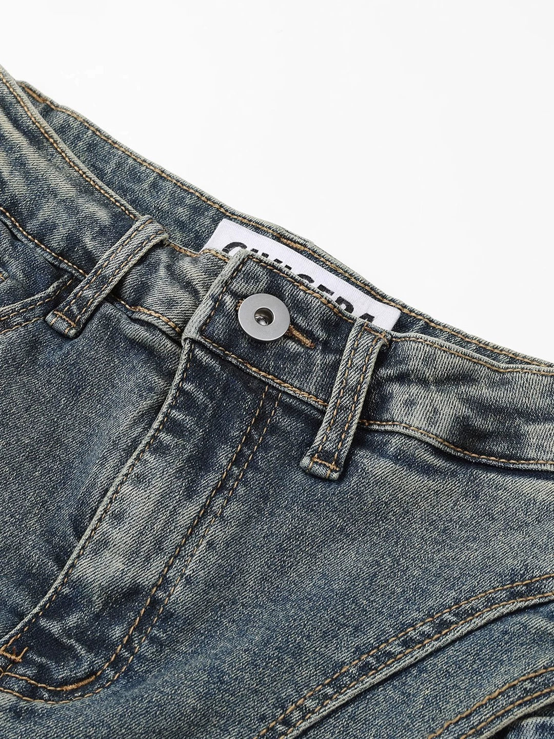 Irregular Denim Skirt Pants with Pocket
