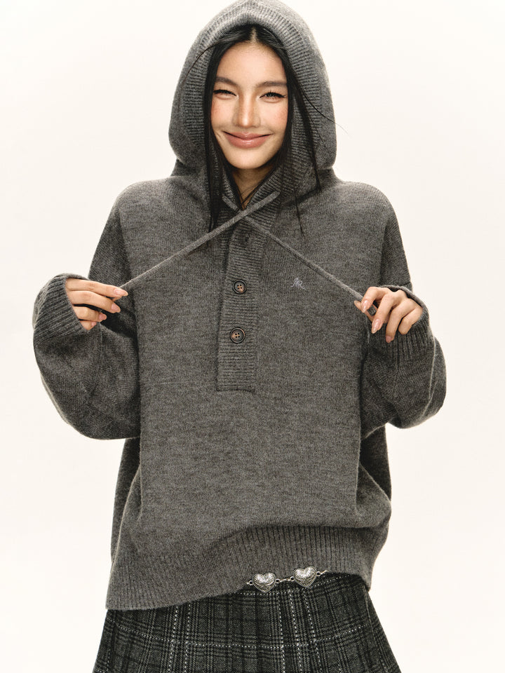 Retro Hooded Loose Sweater Jacket