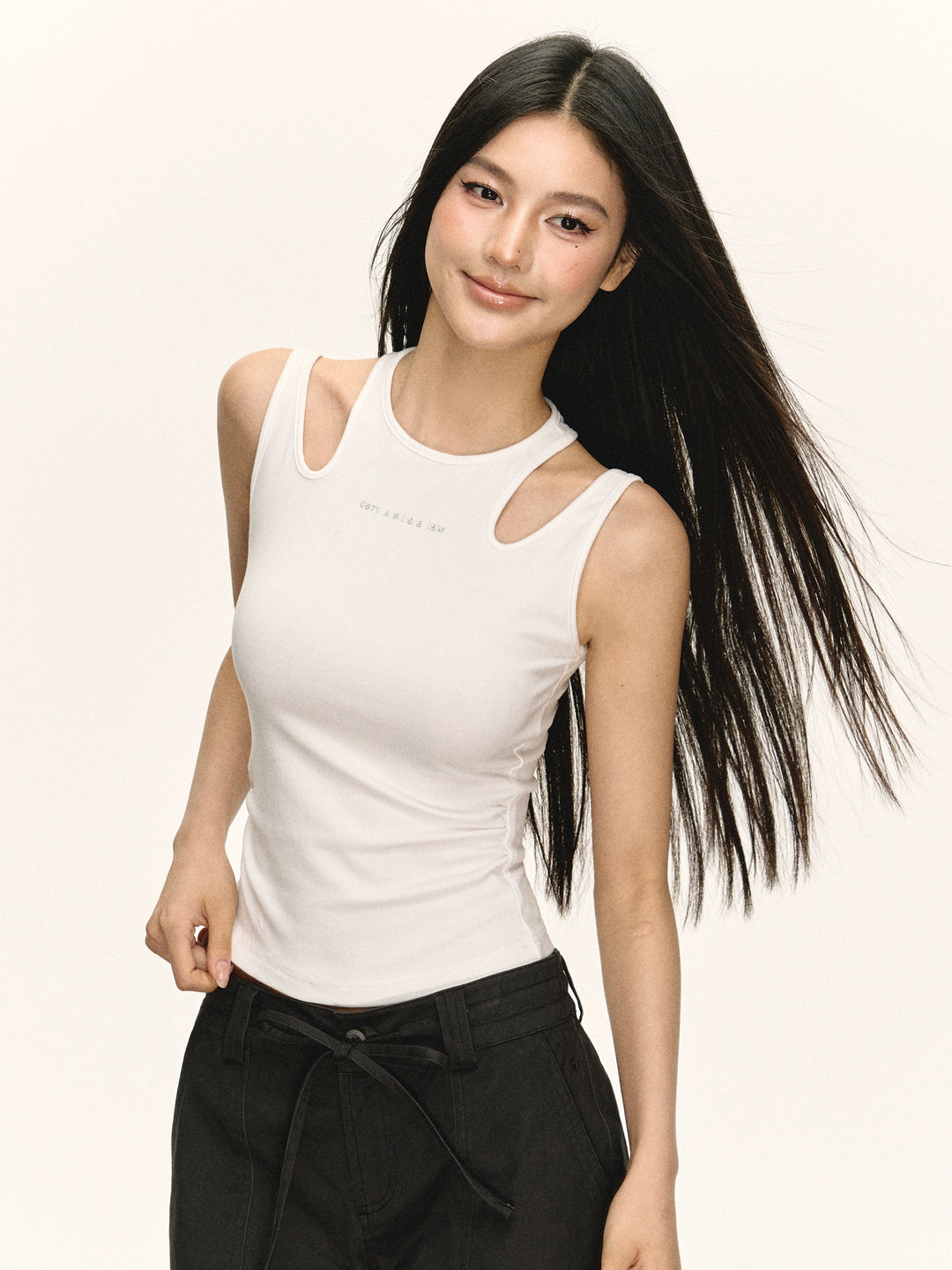 Uitsnijding Schouder Slim Fit Tanktop 