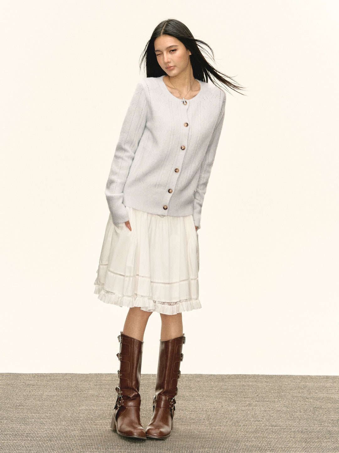 Soft Knit Button Front Sweatshirt