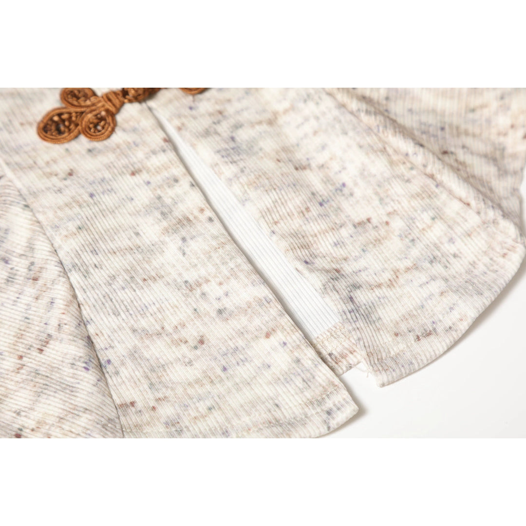 Chinese Style Buttoned Ribbon Shirt