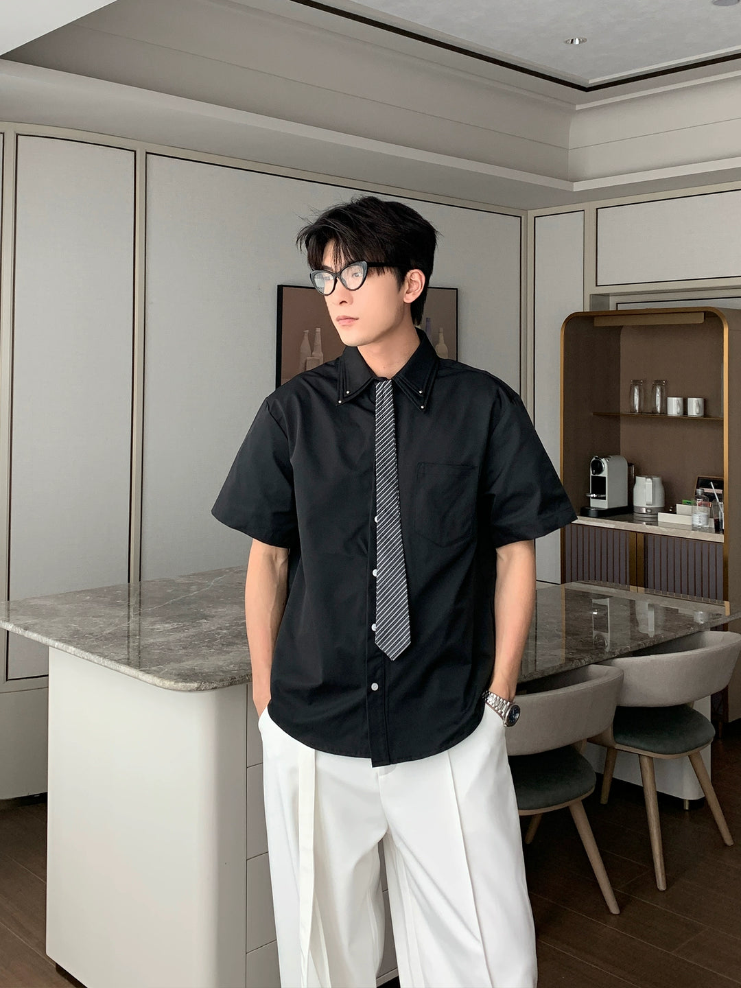 Kurzärmliges lässiges Button-Up-Shirt 