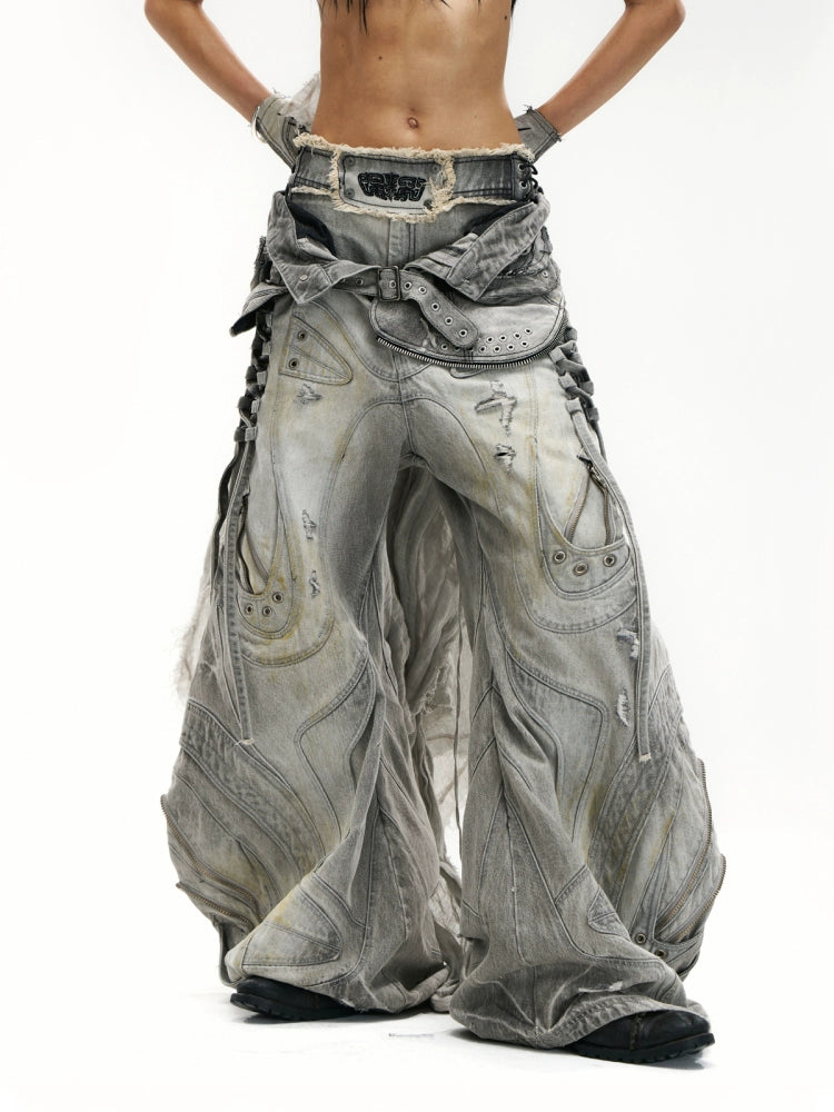 Alien Shape Wide Leg Drawstring Pants