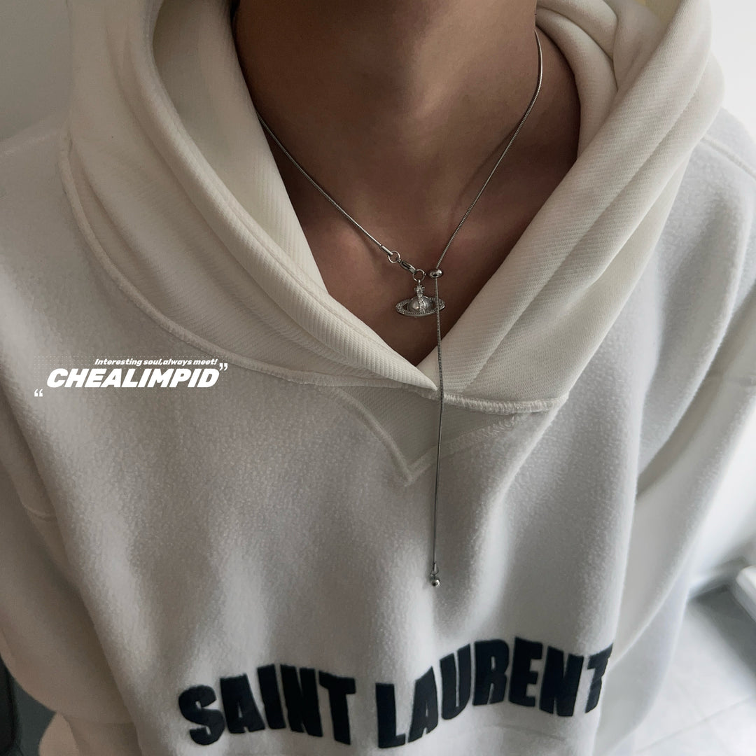 Titanium Steel Saturn Pendant Necklace