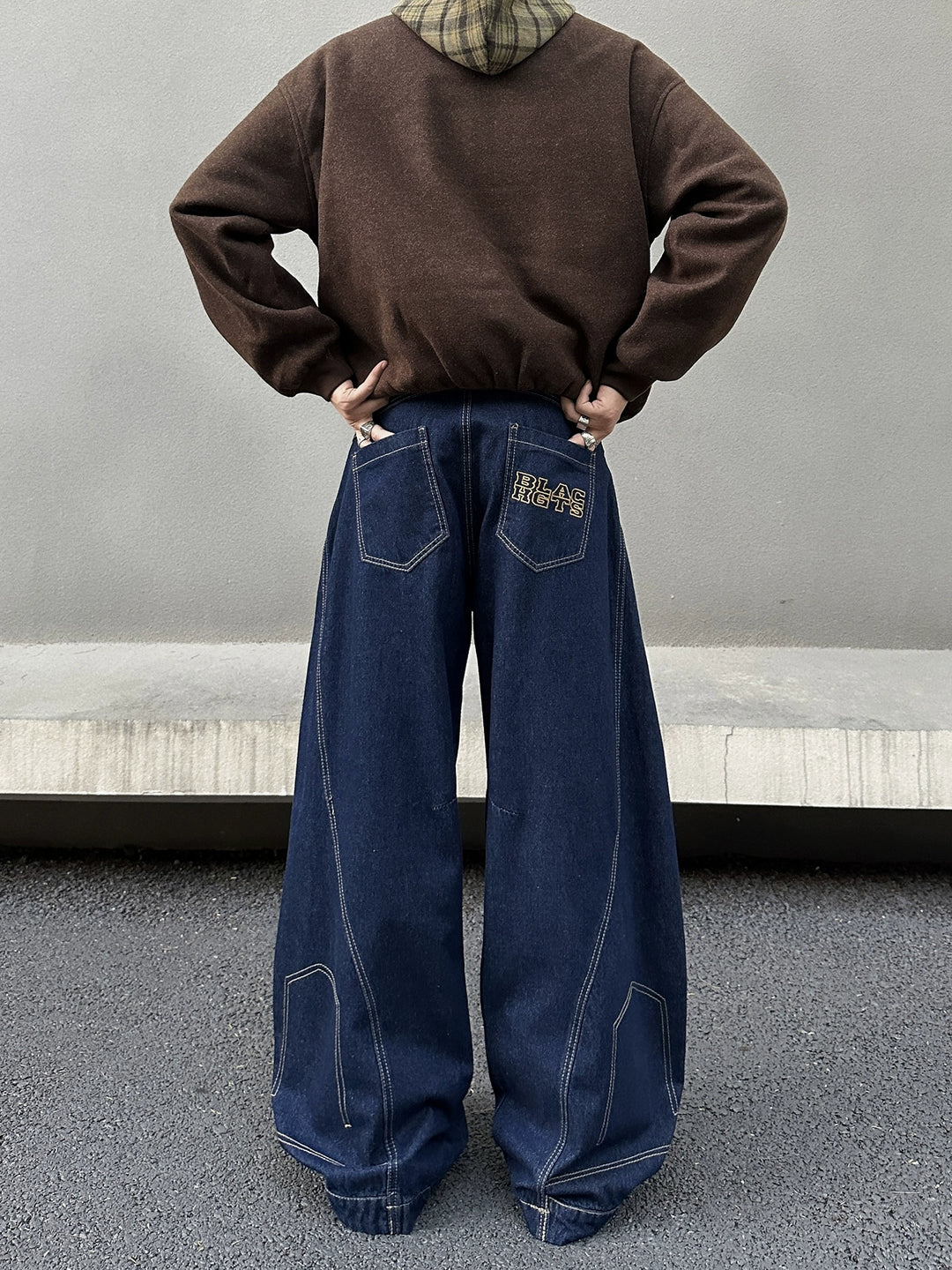 Weite Retro-Inverted Design Jeanshosen 