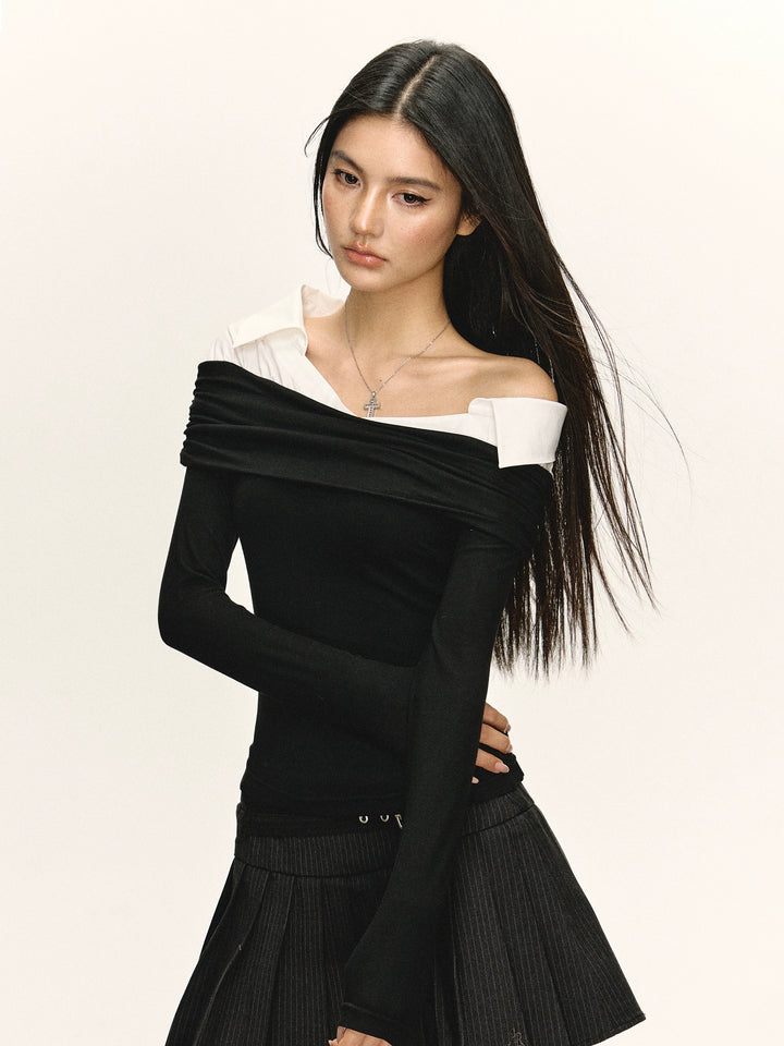 Off Shoulder Long Sleeve Pullover