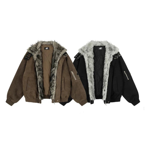 Chaqueta bomber de invierno forrada de piel sintética 