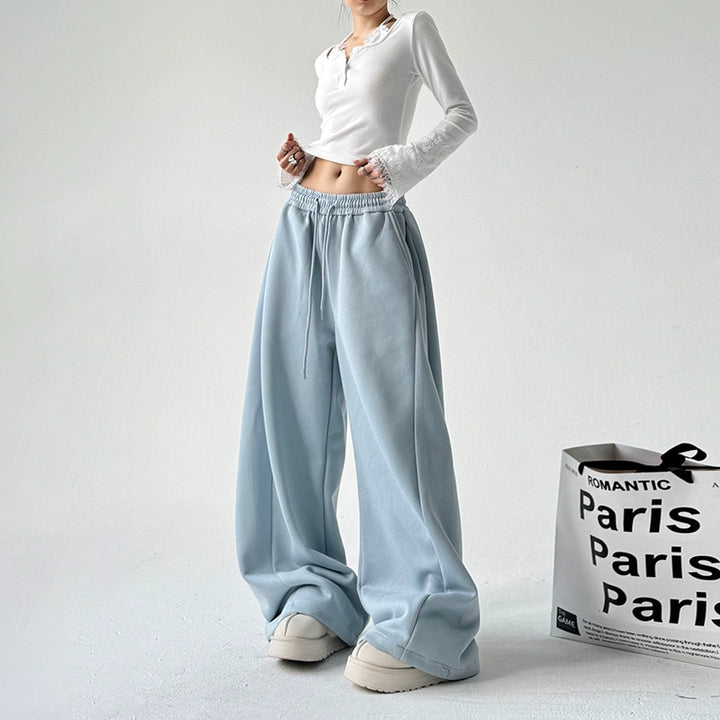 Wide Leg Elastic Waist Casual Pants