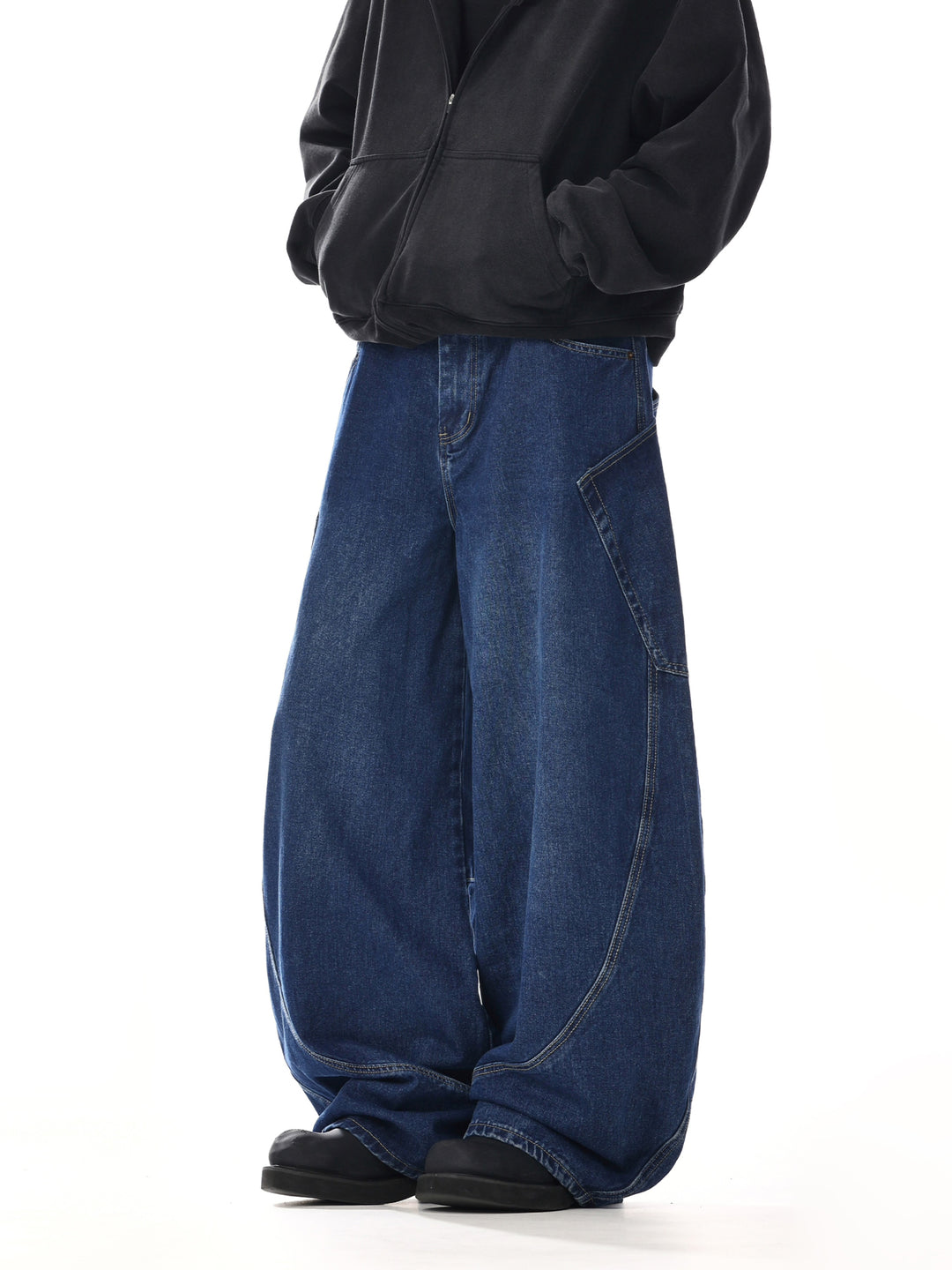 Wide-Leg Distressed Jeans