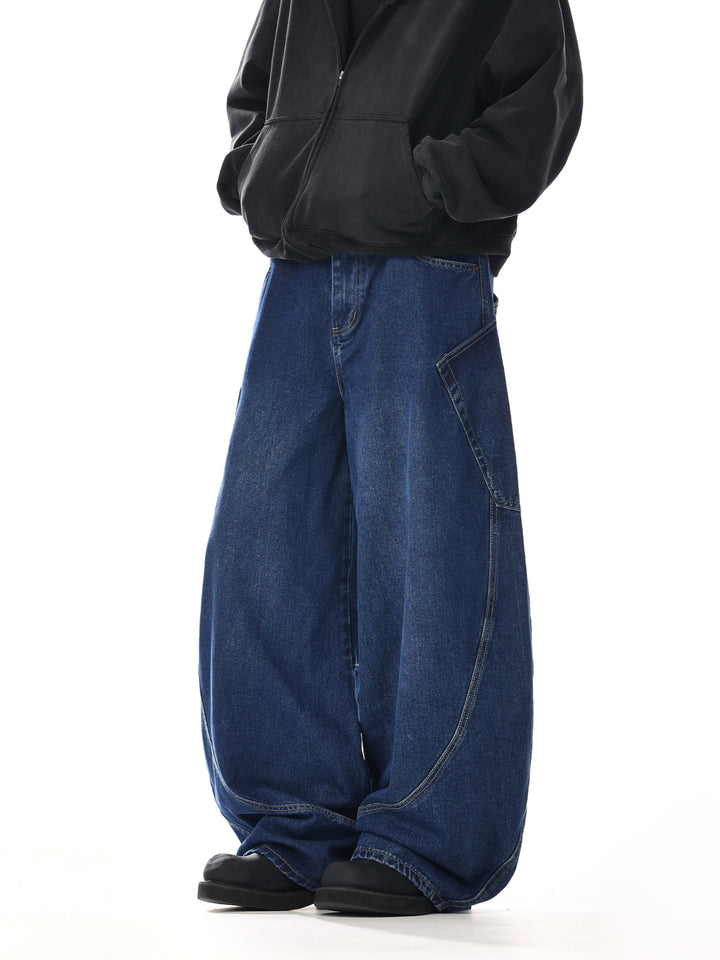 Wide-Leg Distressed Jeans