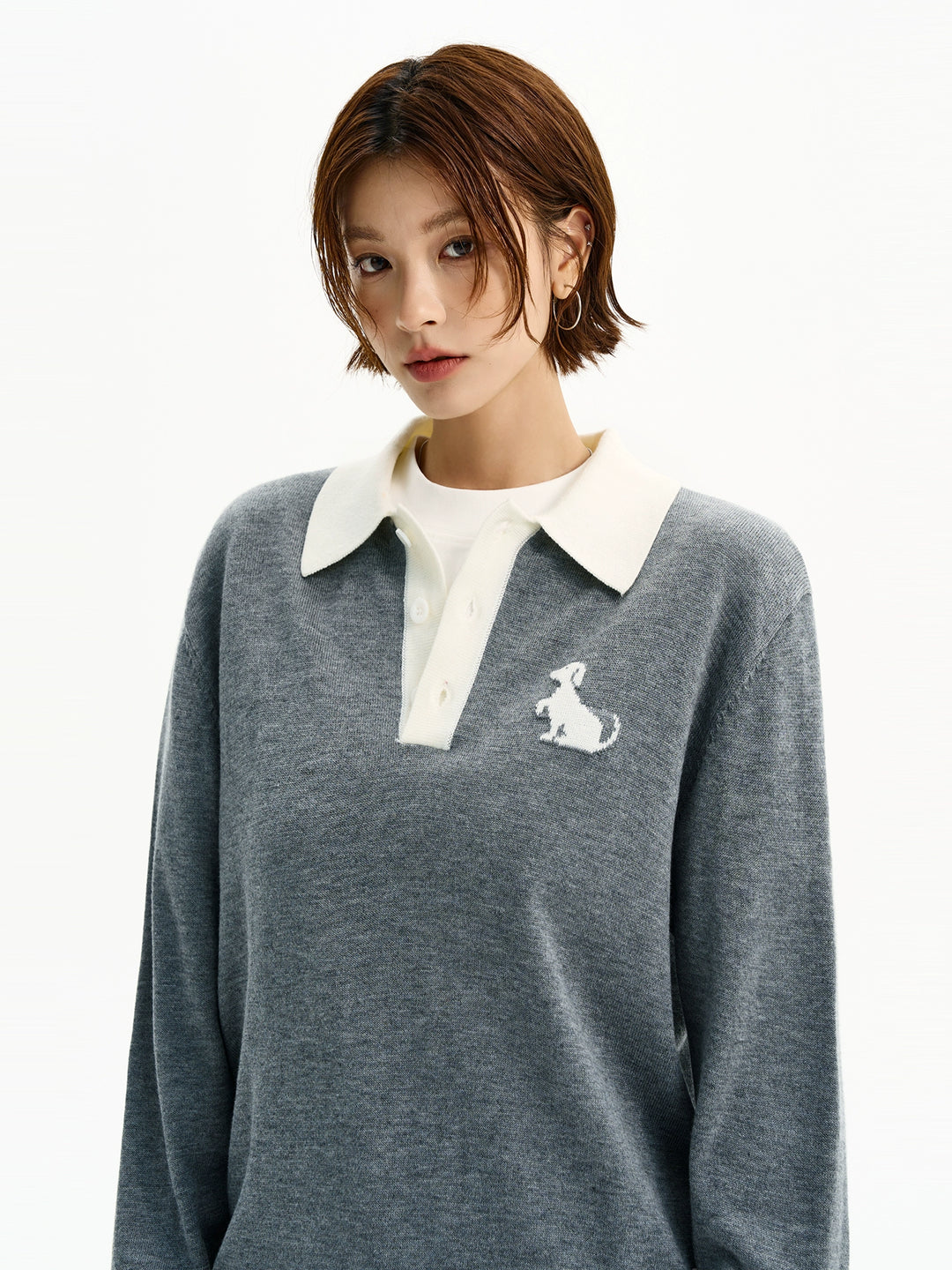 Dachshund-Krawattenstrick-Polo-Pullover 