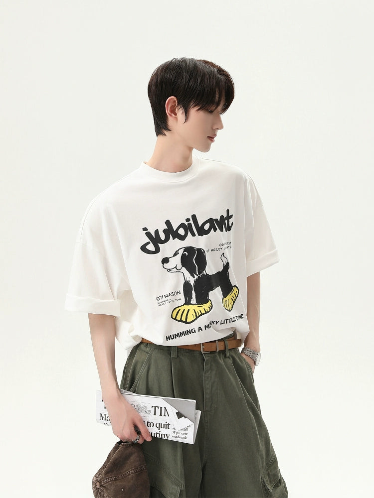 Cartoon Print Loose Short Sleeve T-Shirt