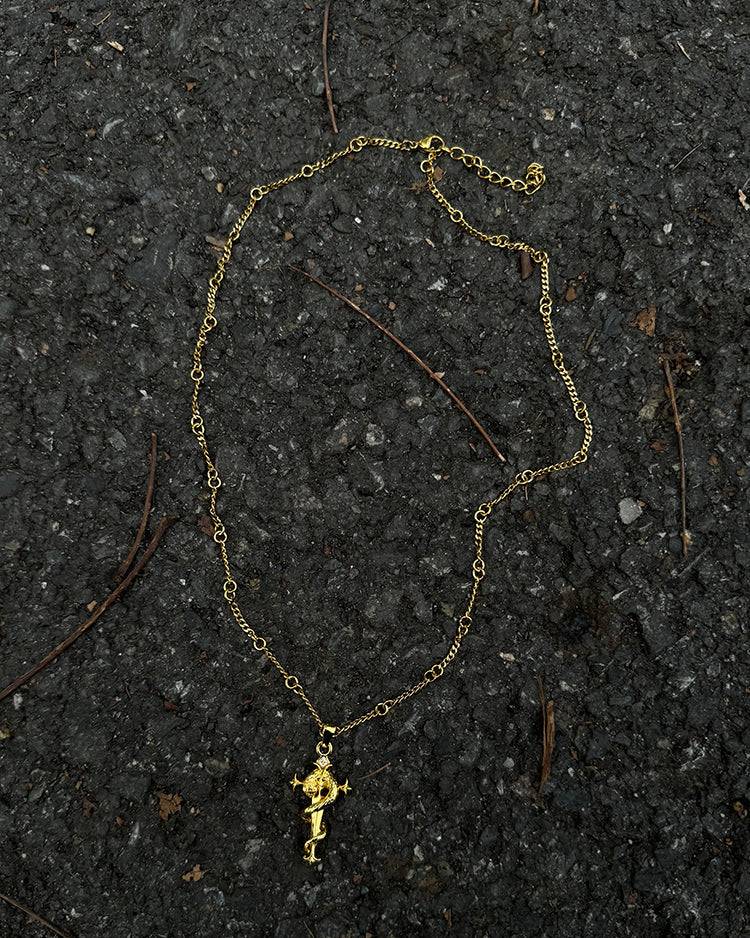 Snake Cross Pendant Necklace Zodiac Chain