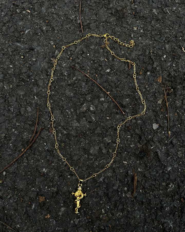Snake Cross Pendant Necklace Zodiac Chain