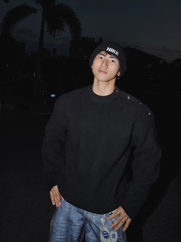 Haut en tricot polaire avec boutons aux épaules 