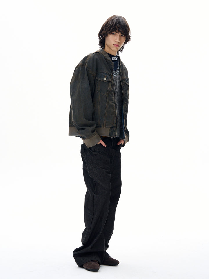 Retro sliten denimjacka 