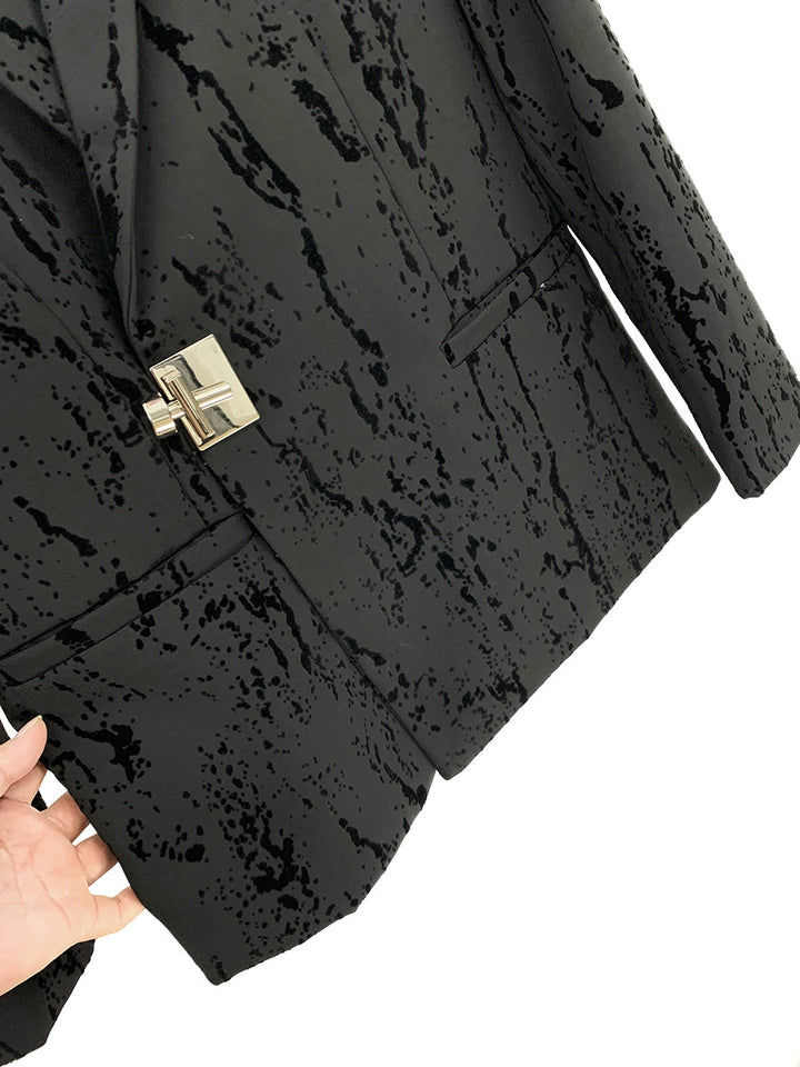 Flocking Metal Lock Jacket and Pants