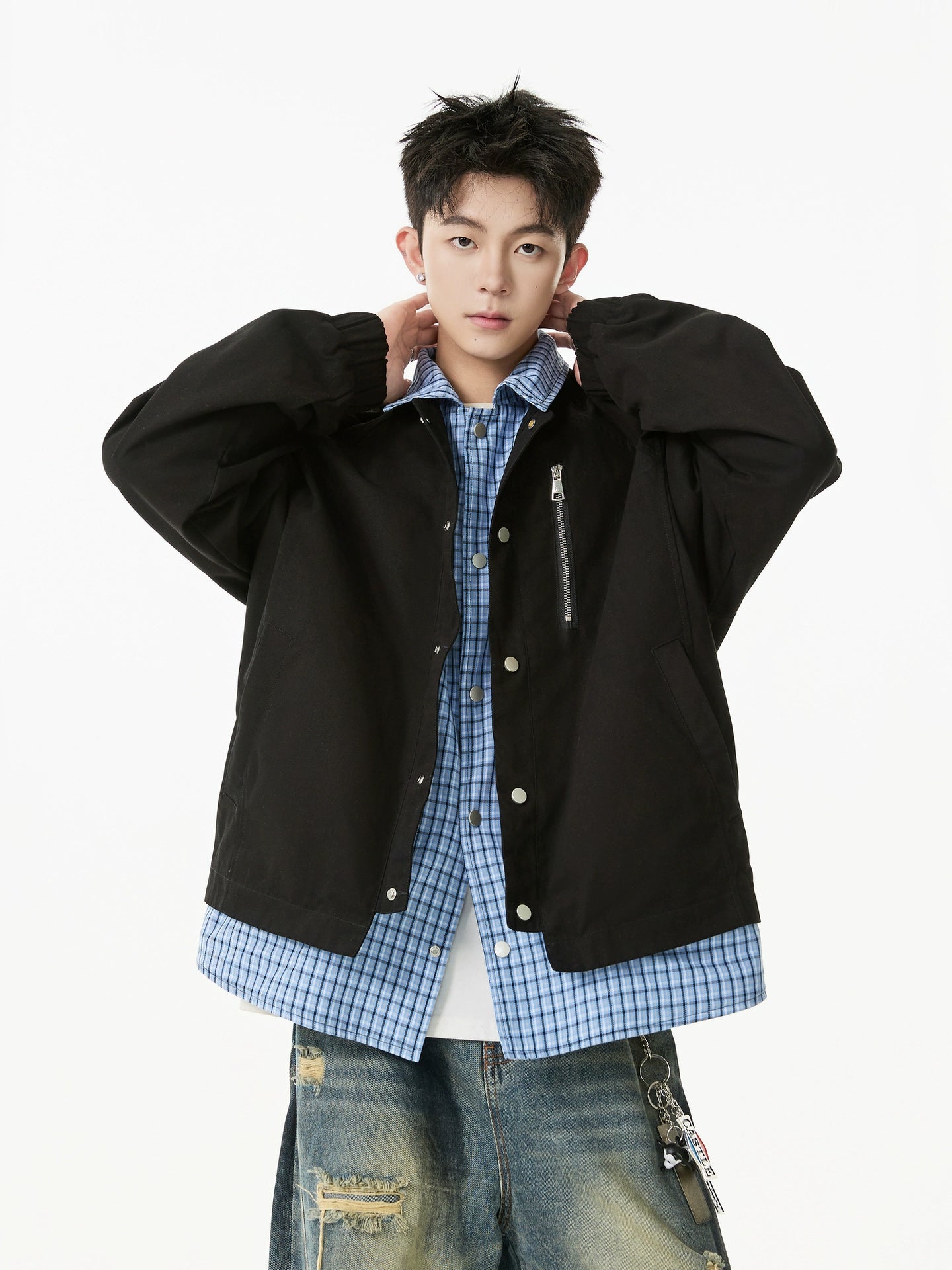 جاكيت بليد بطبقات مع طية صدر 