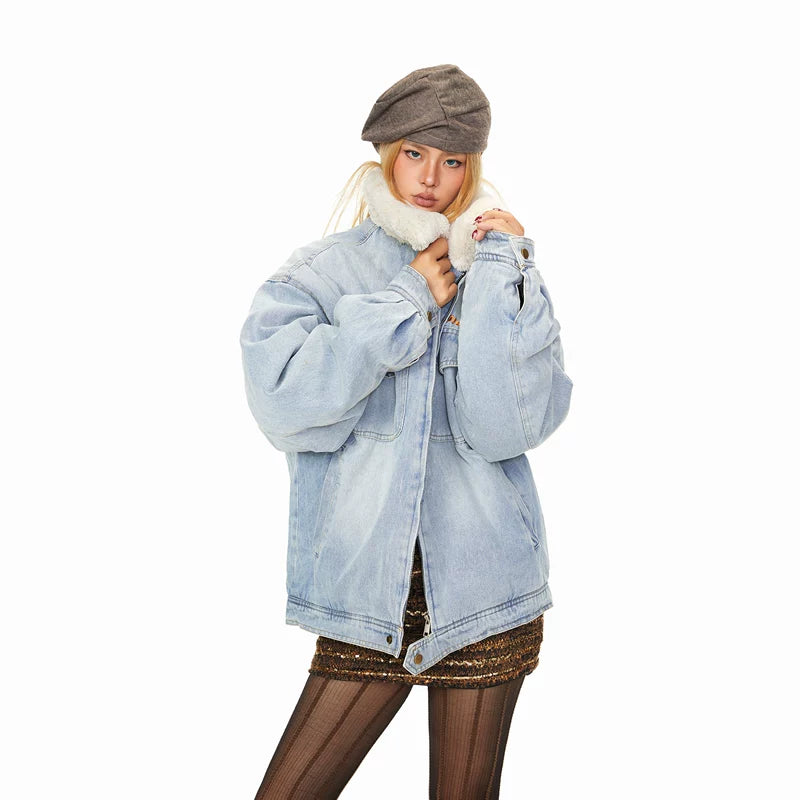 Embroidered Lambswool Patchwork Denim Jacket