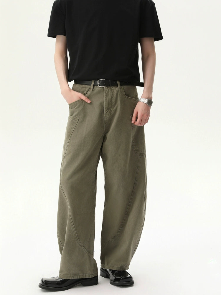 Washed Distressed Wide-Leg Pants