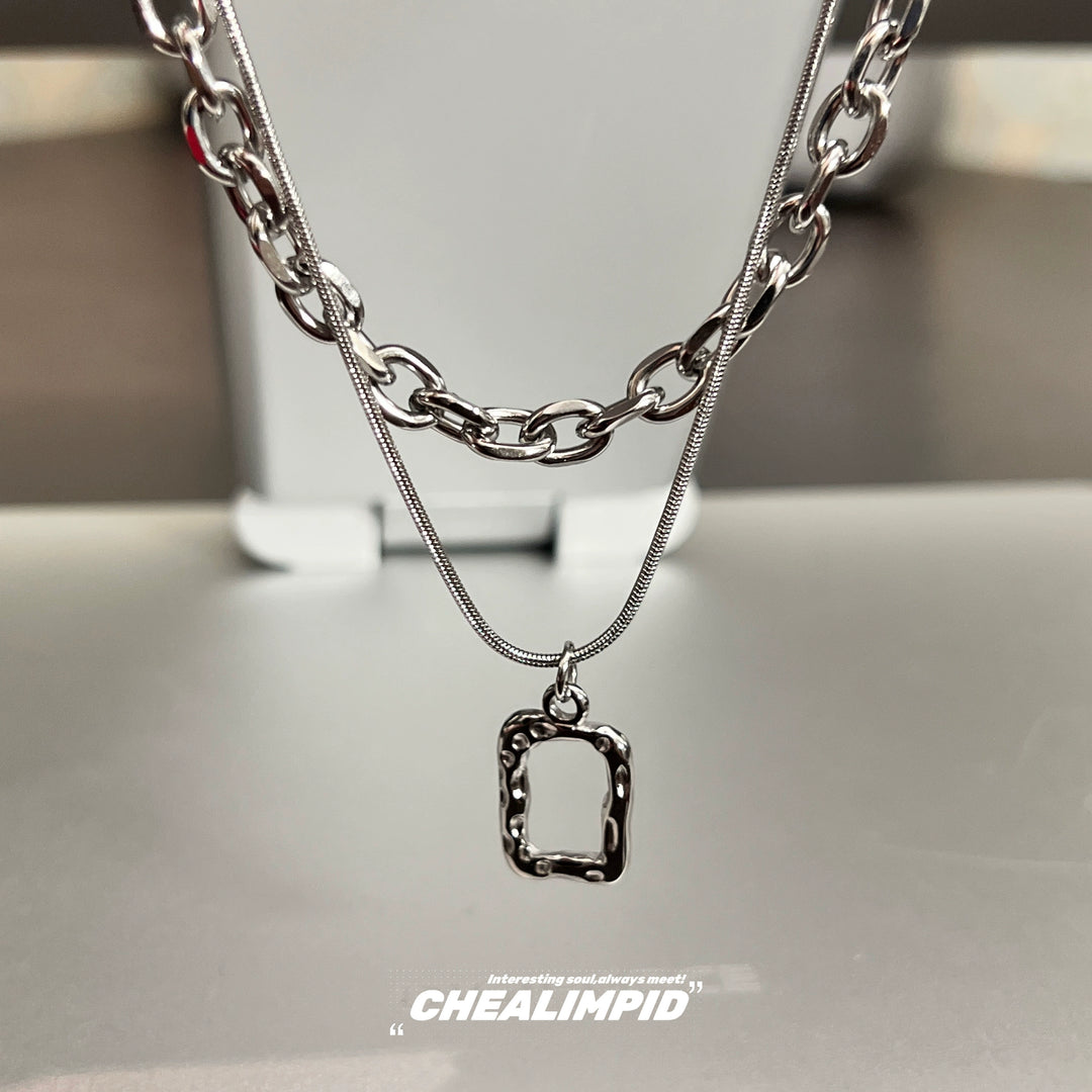 Double-Layer Geometric Pendant Necklace