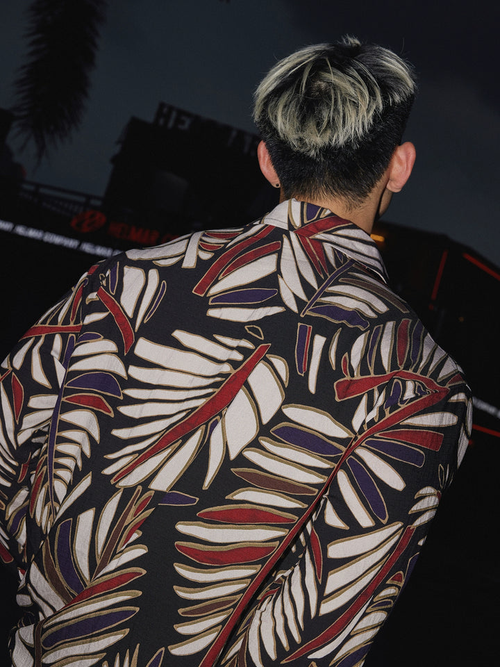Hawaiian Print Loose Long Sleeve Shirt