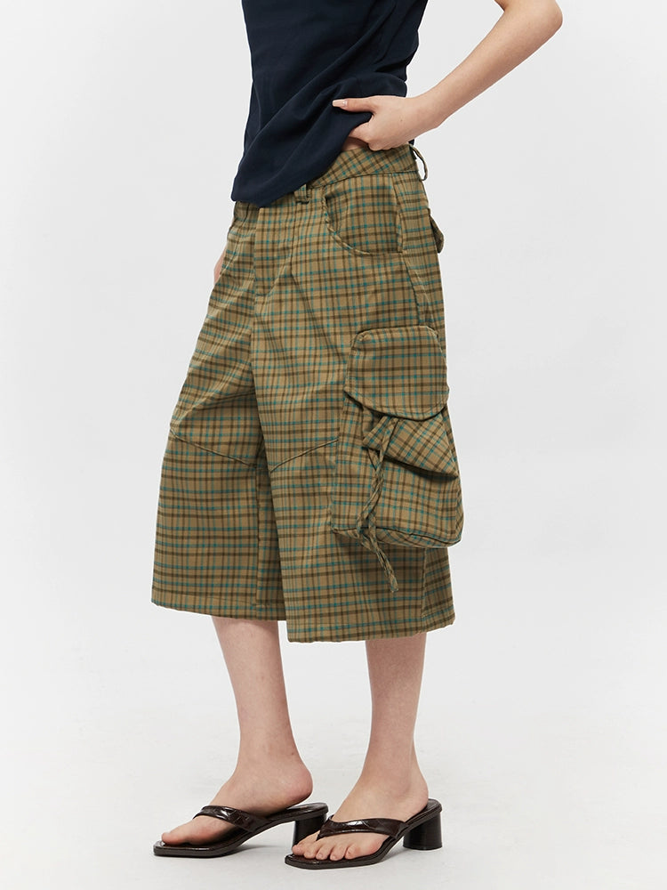 Plaid Loose Multi-Pocket Cargo Pants