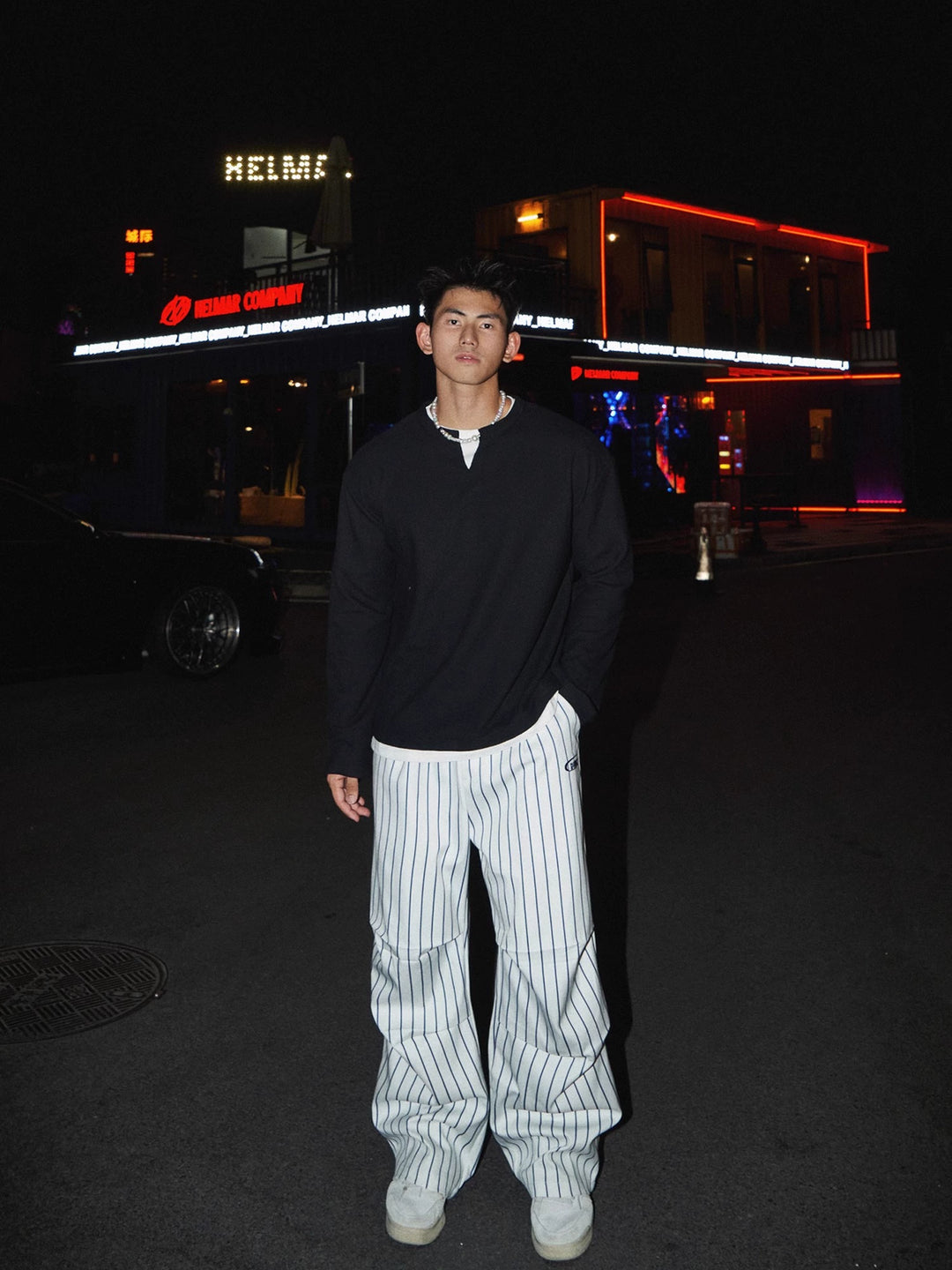 Waffelstrick Langarm-Pullover 
