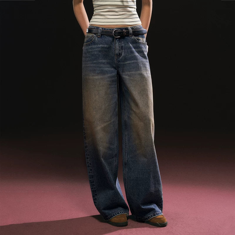 Calças de Denim Largas e Soltas Retro 