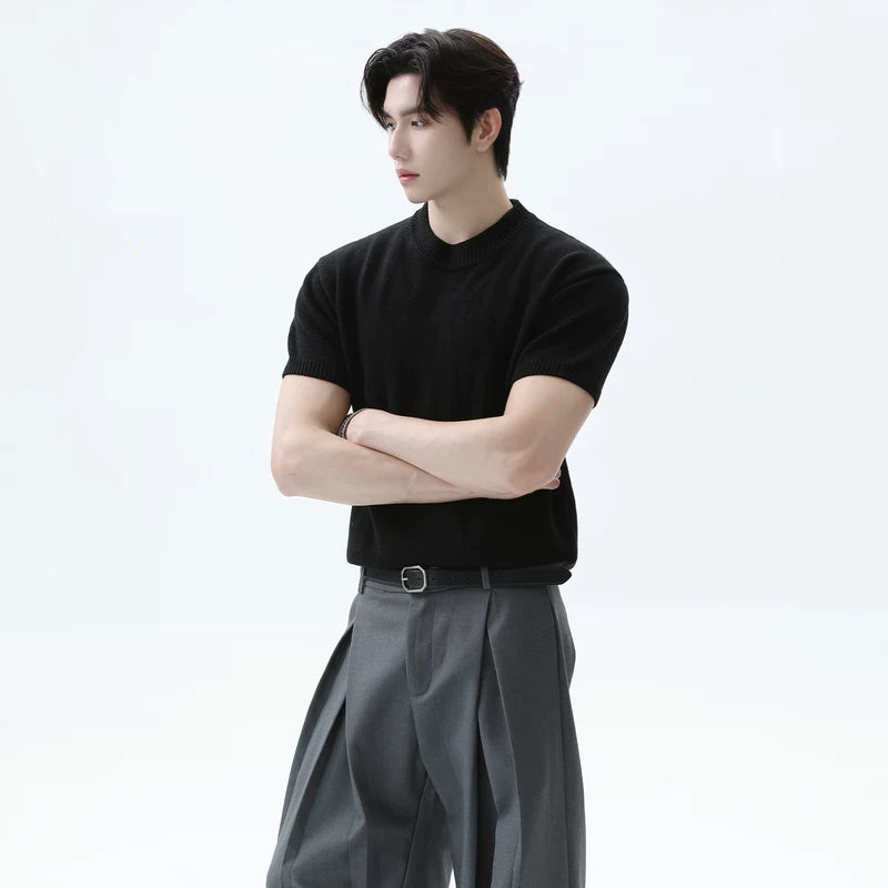 Lambswool Blend Crew Neck Knit Pullover