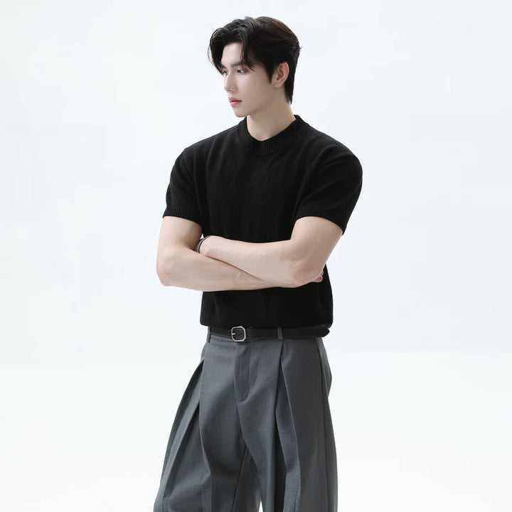 Lambswool Blend Crew Neck Knit Pullover