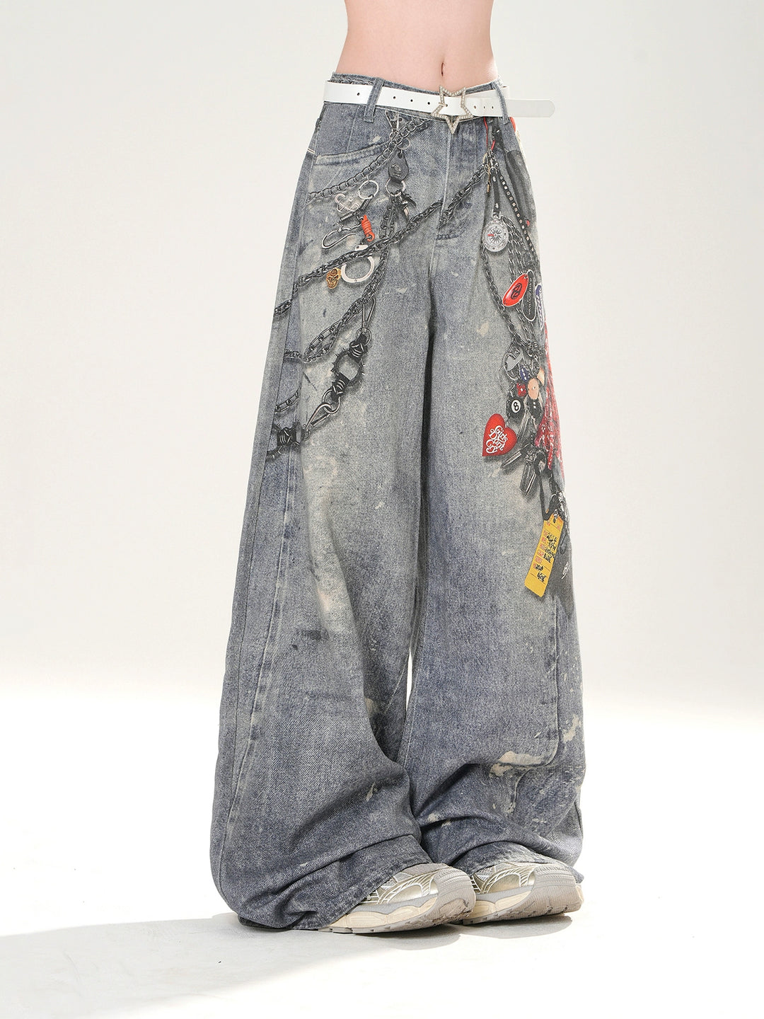 Wide Leg Graphic Print Street Pants