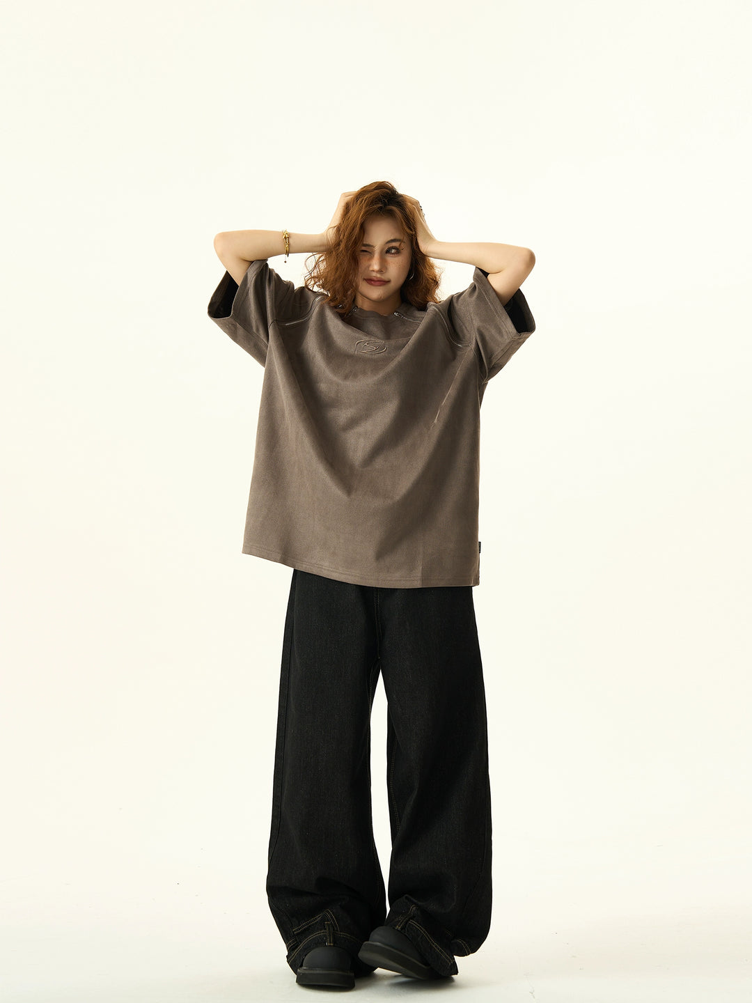 Double Zipper Loose Fit Short Sleeve Top