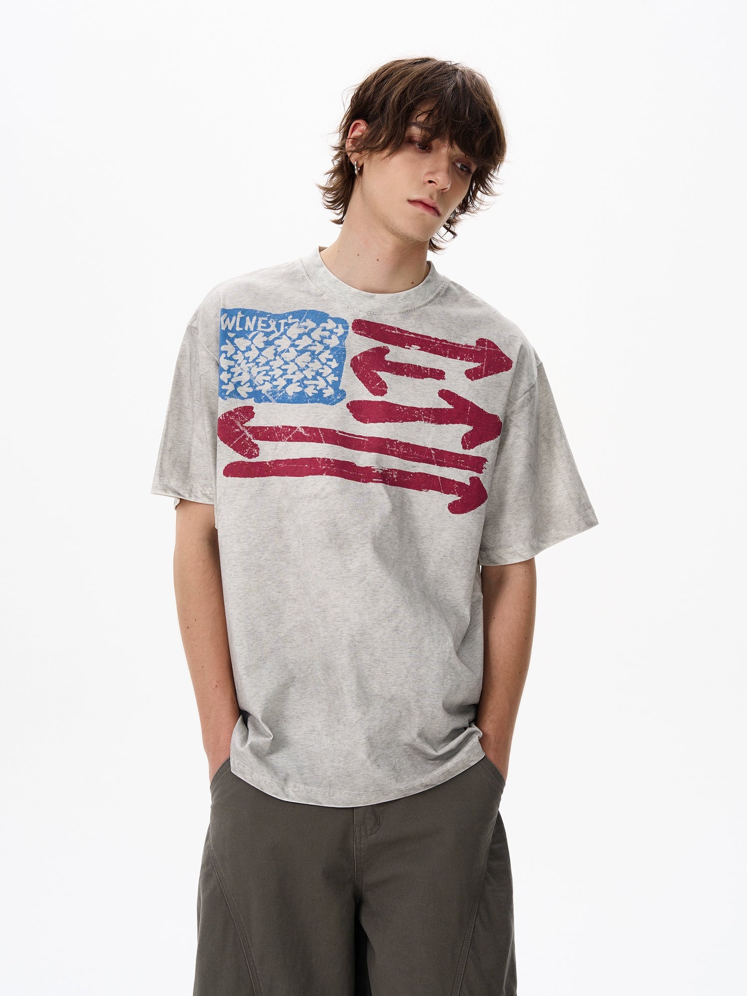 Camiseta de algodón de manga corta con gráfico retro 