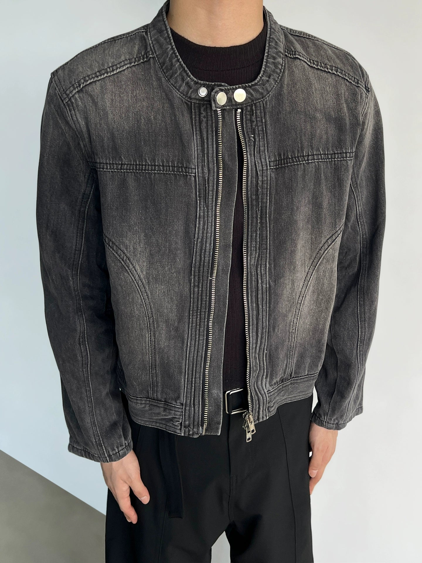 Yıpranmış Yıkanmış Denim Kutulu İş Ceket 