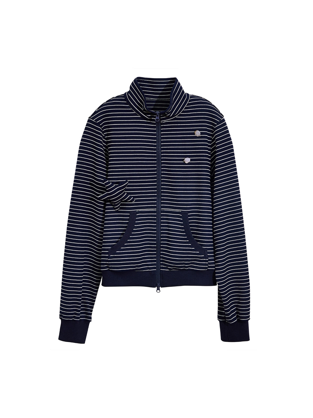 Slim Fit Stand Collar Striped Jacket