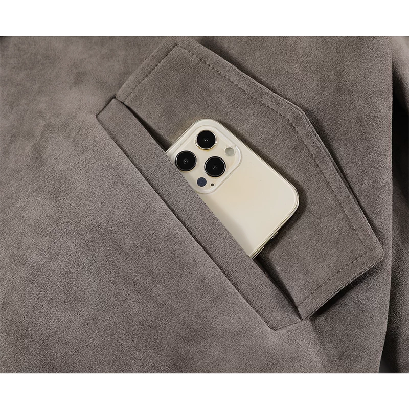 Suede Stand Collar Classic Style Coat