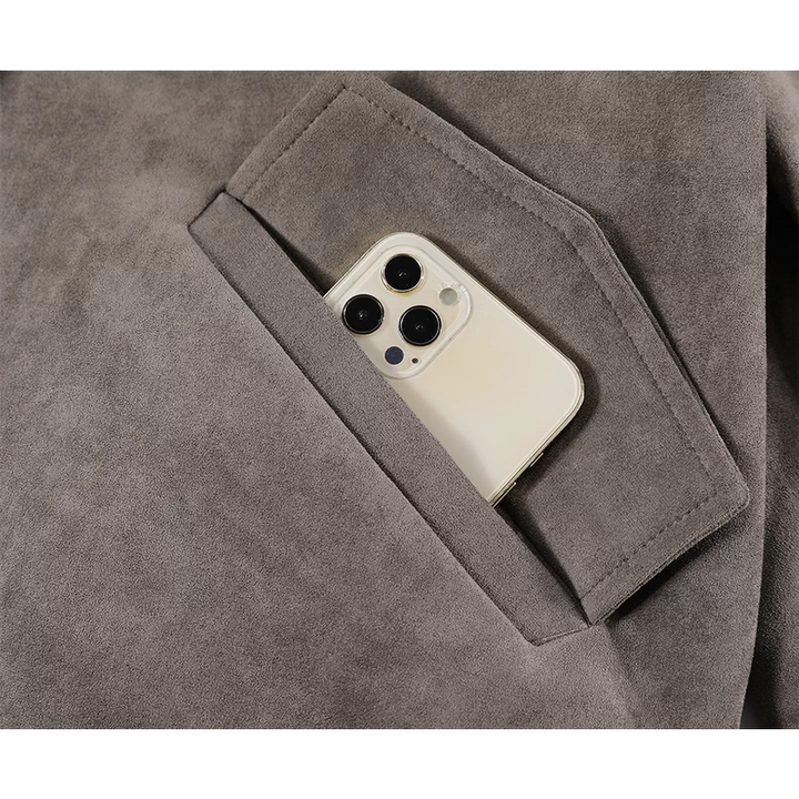 Suede Stand Collar Classic Style Coat