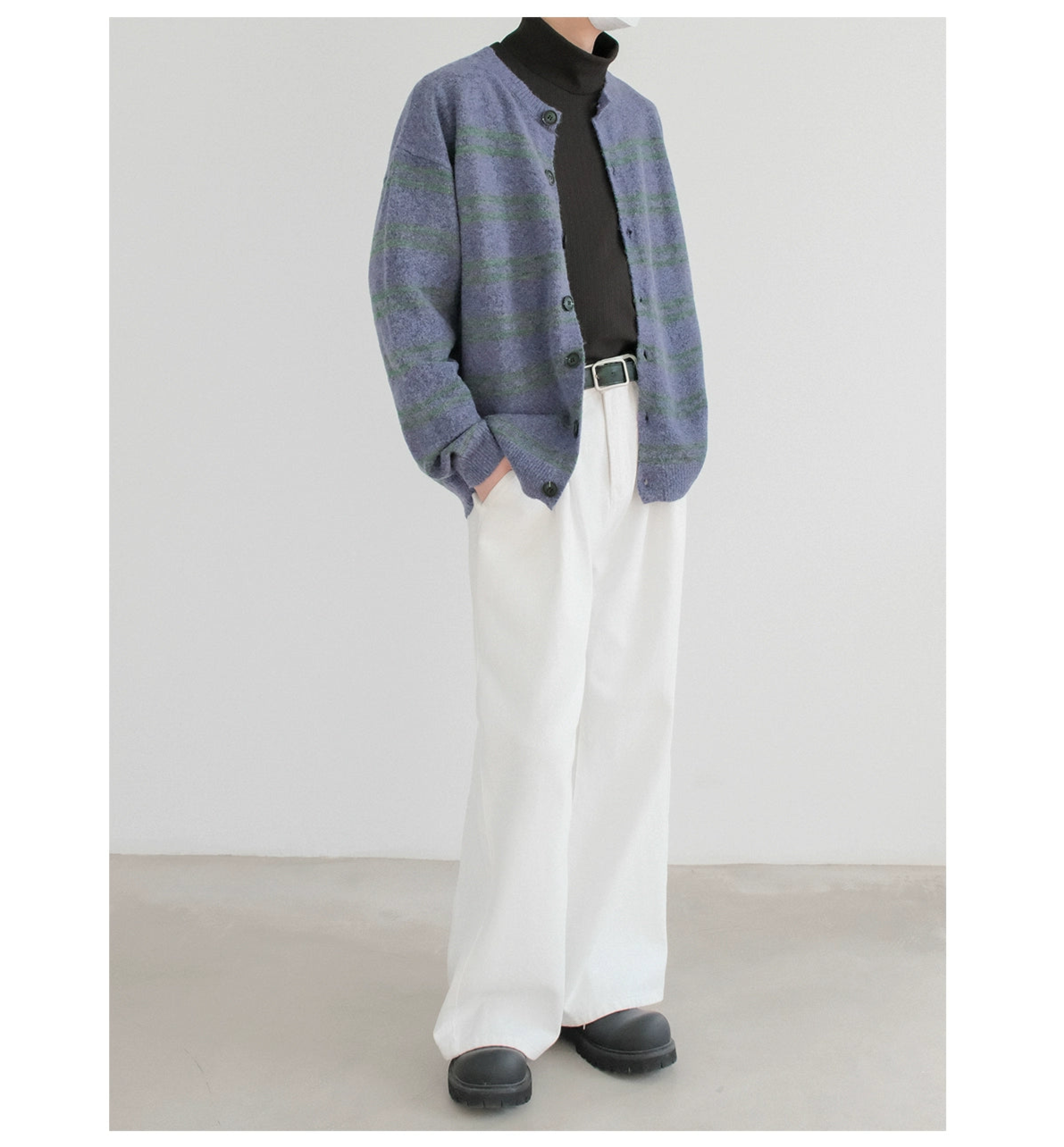 Neutral Stripe Knitted Cardigan