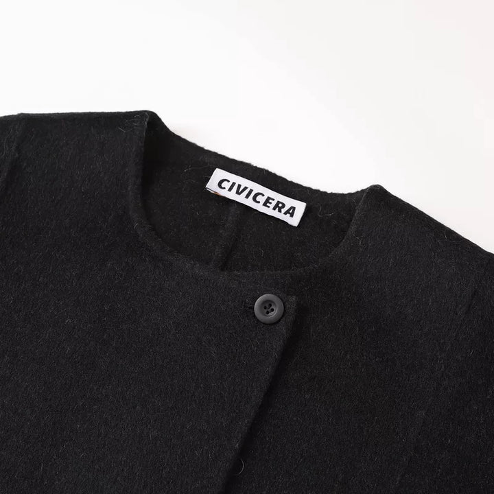 Løs Passform Midt-Lengde Ullkåpe 